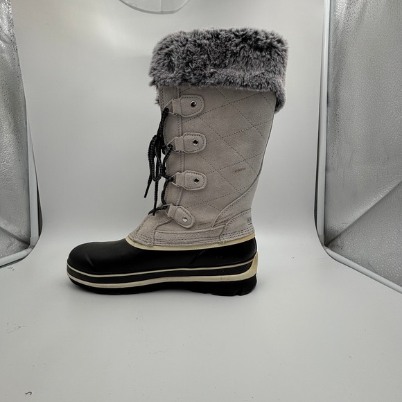 Khombu Gray Faux Fur Tall Winter Snow Boots‎ Men's Size 8- Lace Up Quilted Warm - Picture 4 of 9